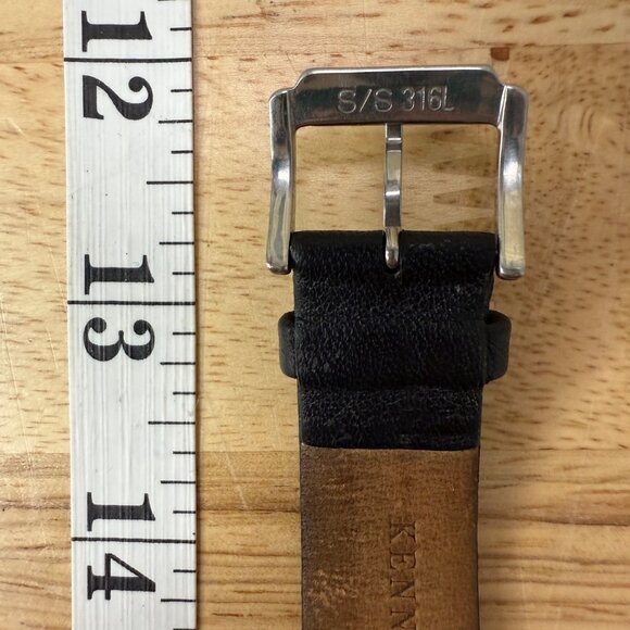 Kenneth Cole Mens Silver Watch With Black Leather Band Analog Date Display - Picture 11 of 12